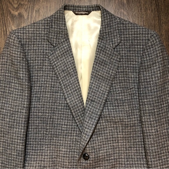 Vintage Samuelsohn Grey Tweed Houndstooth Blazer - Picture 6 of 17